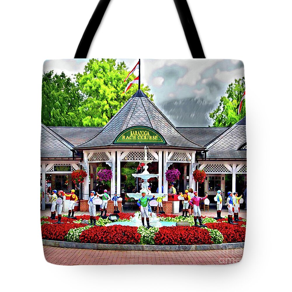 Saratoga Tote Bag featuring the digital art Welcome To Saratoga by CAC Graphics