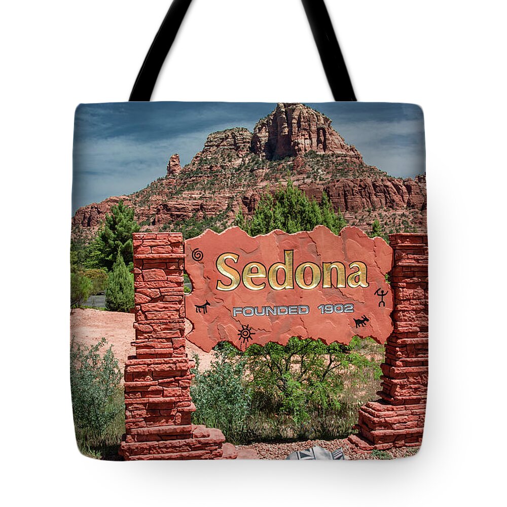 Arizona Tote Bag featuring the photograph Welcome to Sedona by Marcy Wielfaert