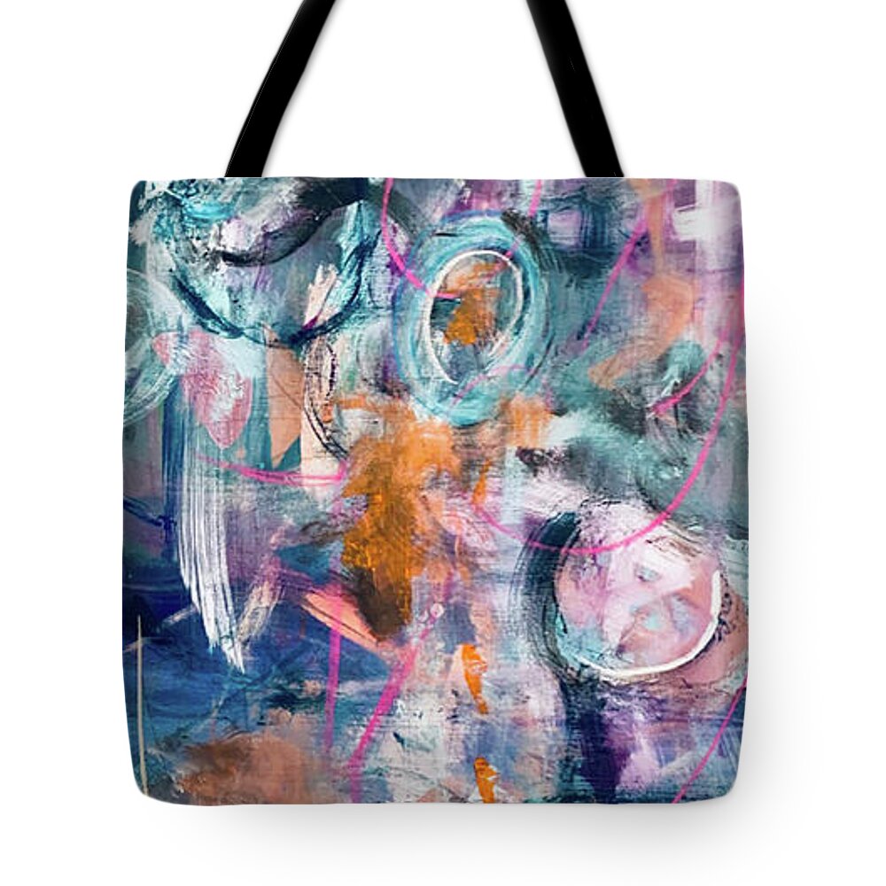 Abstract Tote Bag featuring the painting Well, La-Di-Dah by Laura Jaffe