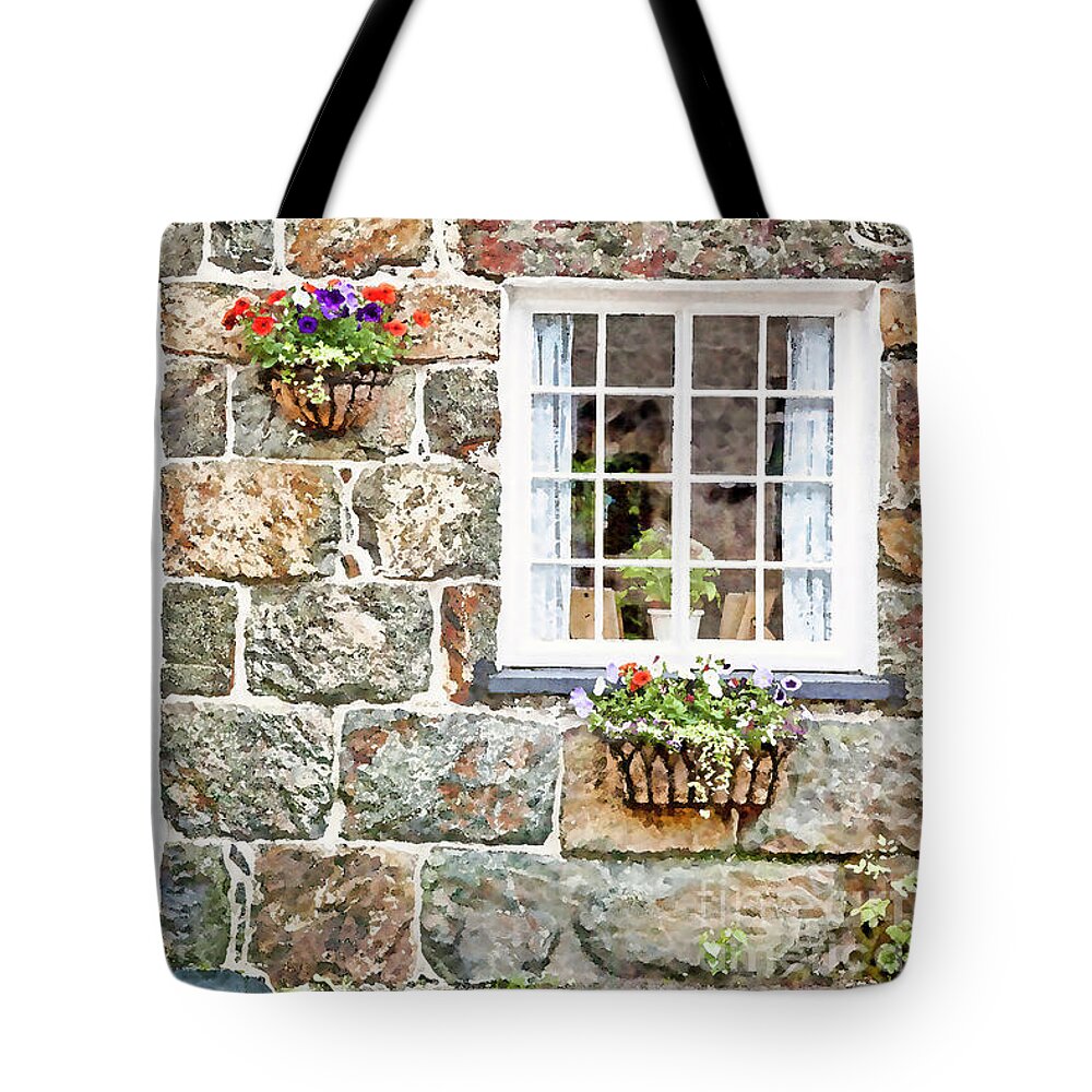 Architecture Tote Bag featuring the photograph Welsh cottage painting by Jane Rix