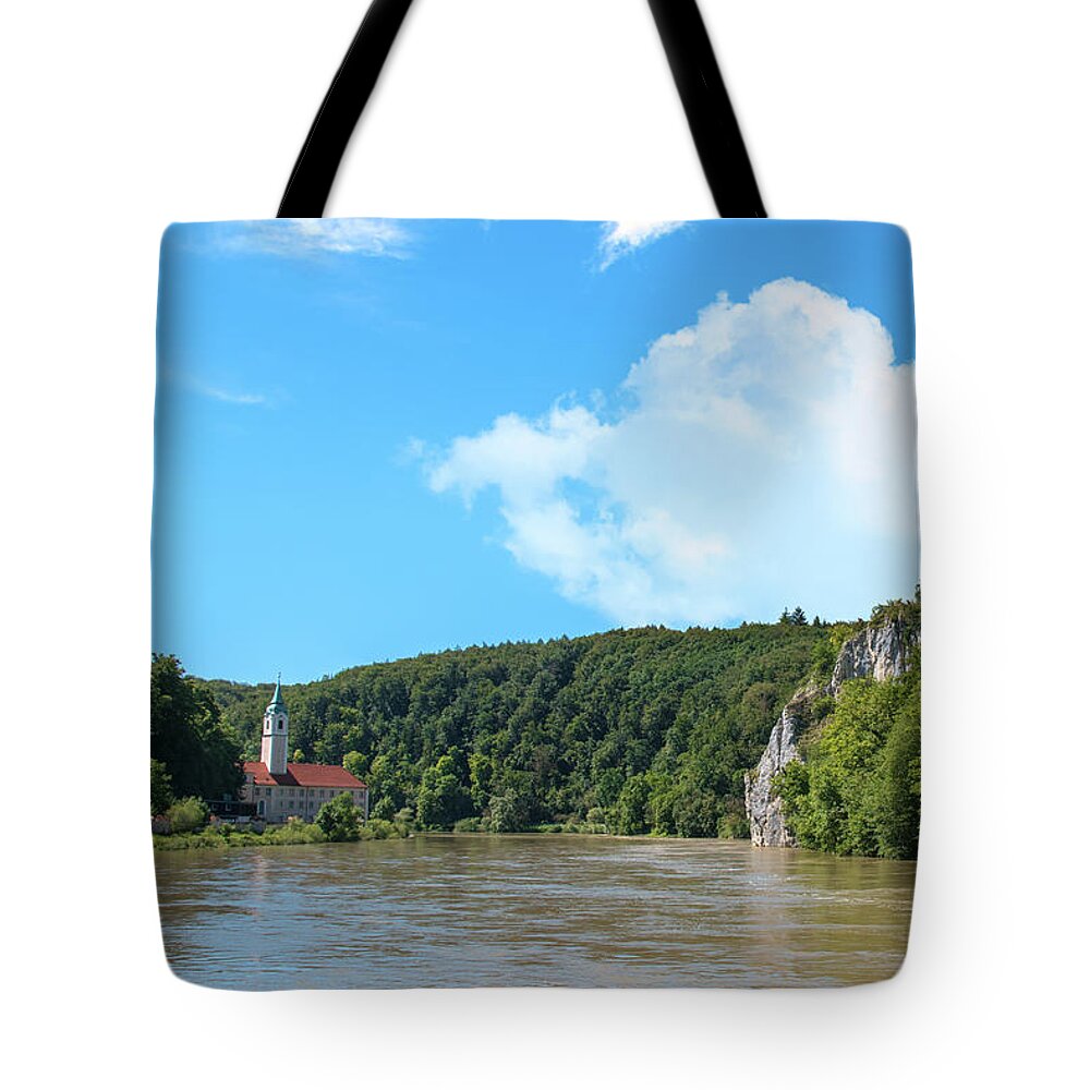 Blue Sky Tote Bag featuring the photograph Weltenburg Abbey in Kelheim, Germany by Matthew DeGrushe
