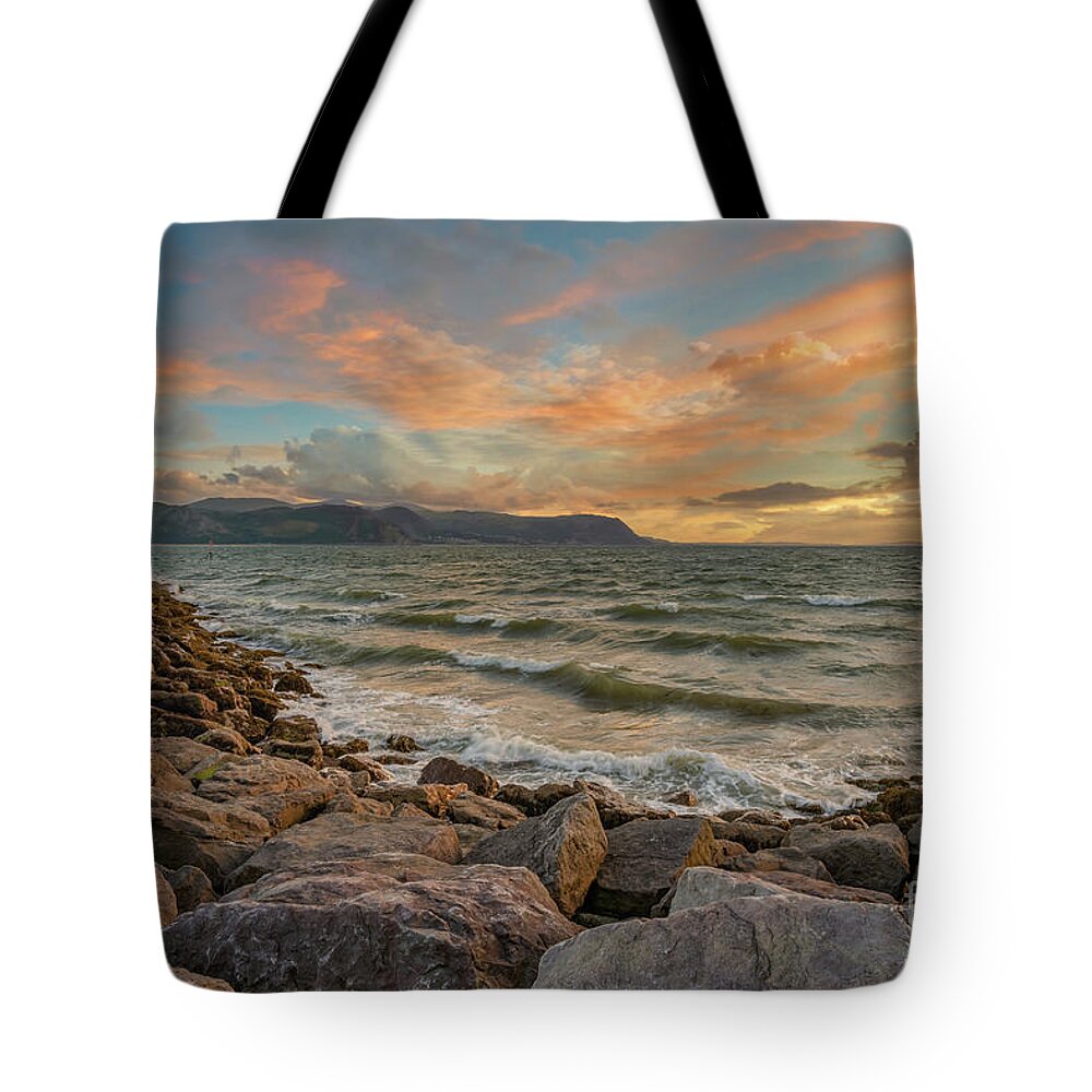 West Shore Tote Bag featuring the photograph West Shore Sunset Llandudno by Adrian Evans