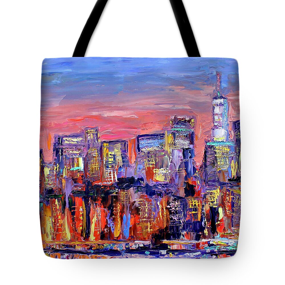 City Skyline Tote Bag featuring the painting West Side by Teresa Moerer