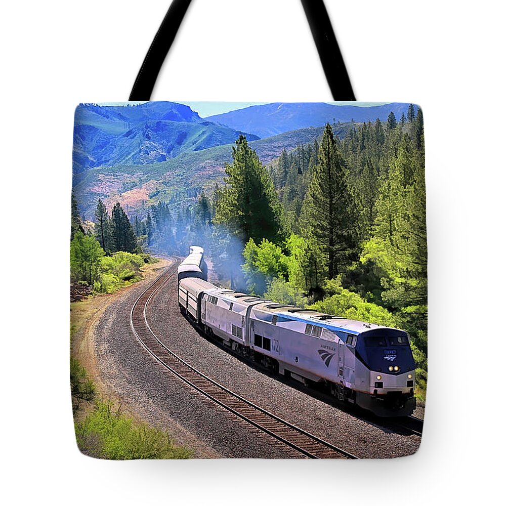 Amtrak Tote Bag featuring the photograph Westbound Amtrak 172 by Donna Kennedy