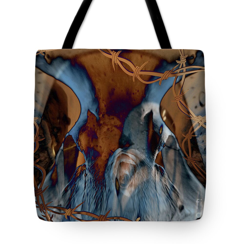 America Tote Bag featuring the digital art Western Grunge by Bruce Rolff