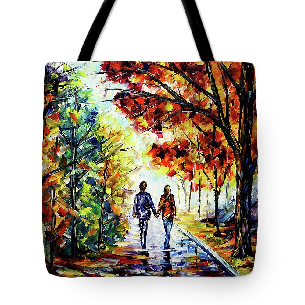 Beautiful Autumn Tote Bag featuring the painting Wet Autumn Day by Mirek Kuzniar