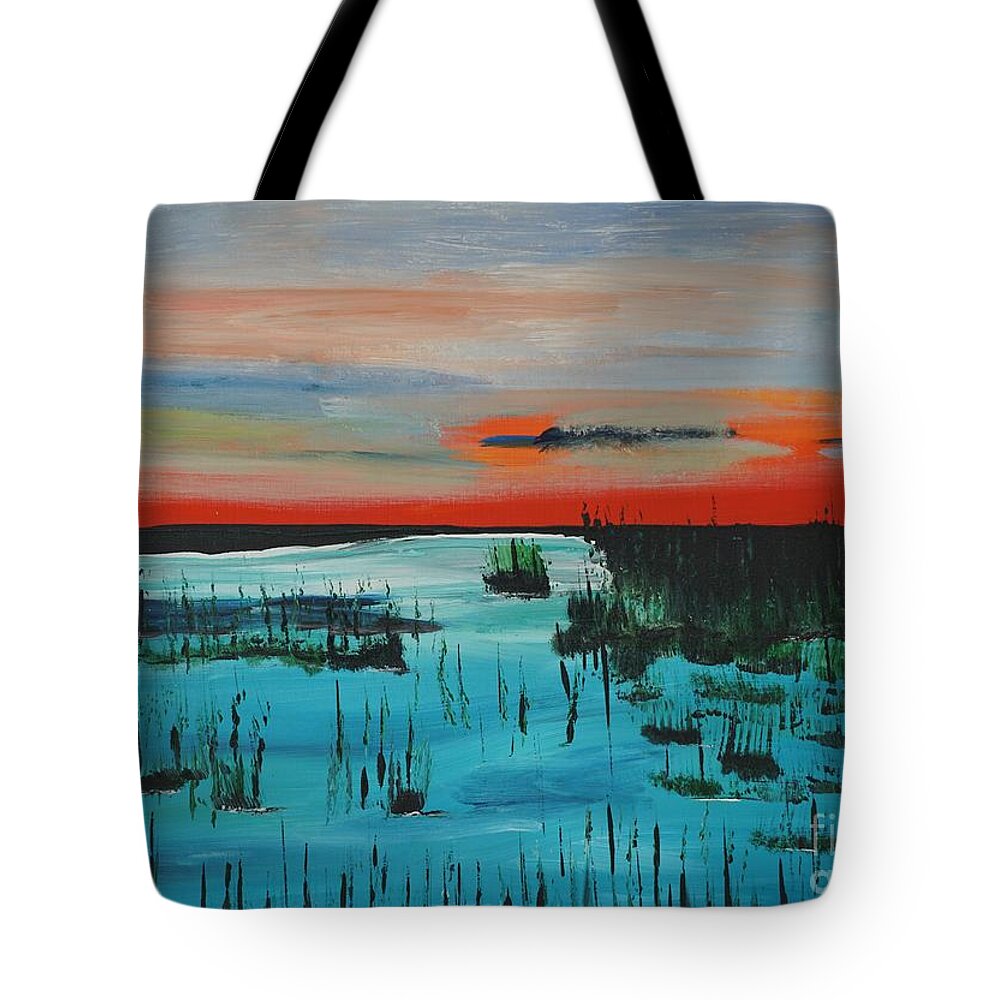 Original Tote Bag featuring the painting Wetland by Jimmy Clark