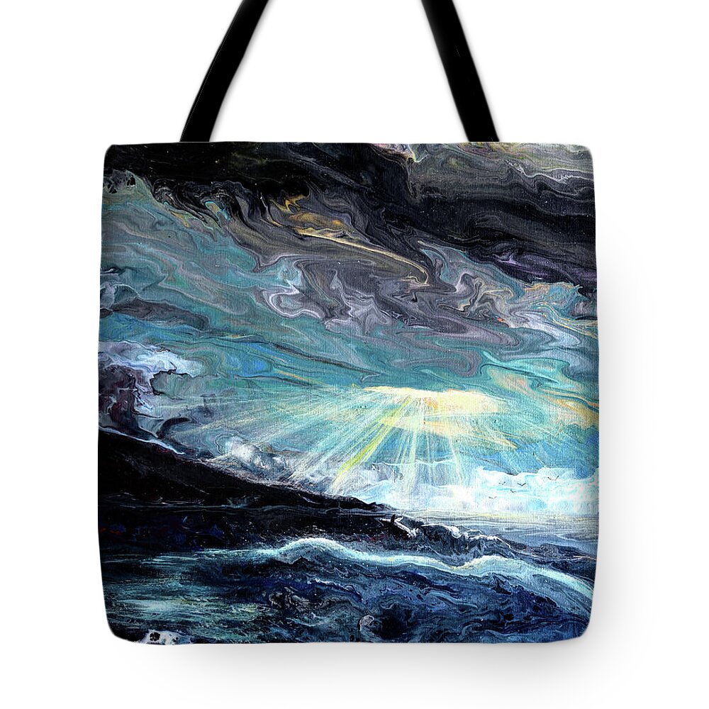 Whale Tote Bag featuring the painting Whale in Spring Storm by Laura Iverson