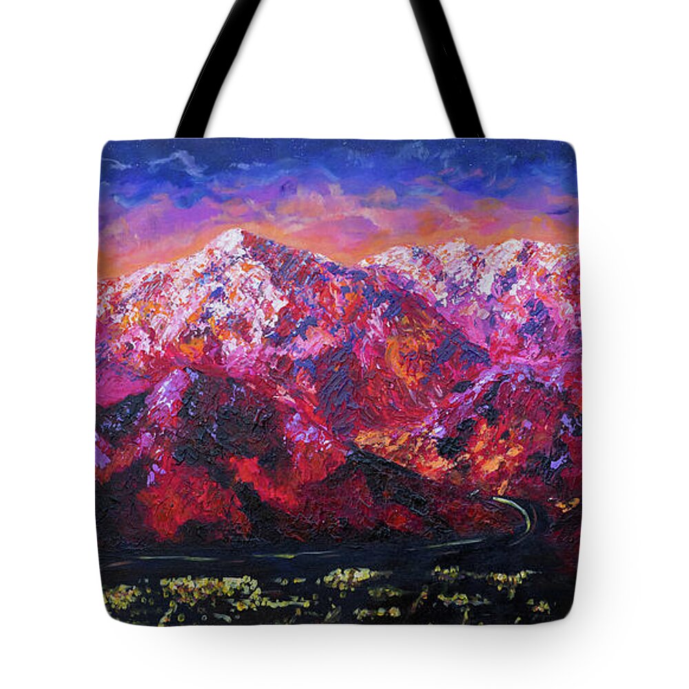 Mountain Tote Bag featuring the painting What Dreams May Come by Ashley Wright