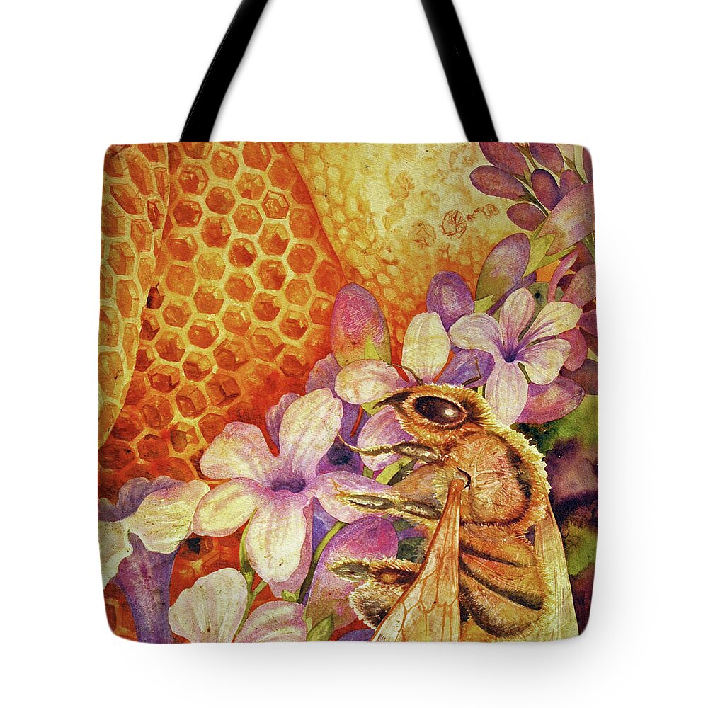  Tote Bag featuring the painting Where Are The Bees? V by Helen Klebesadel