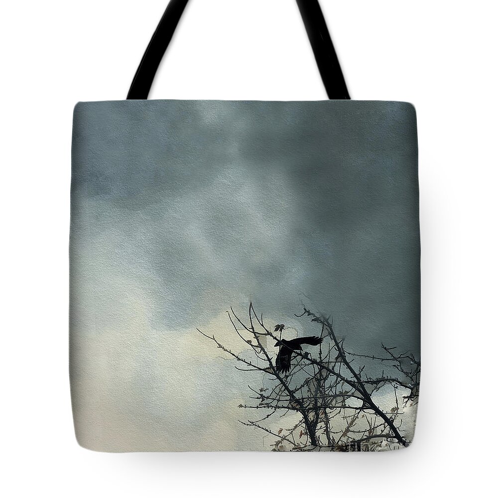 Crow Tote Bag featuring the digital art Where the Crow Fkies by Diana Rajala