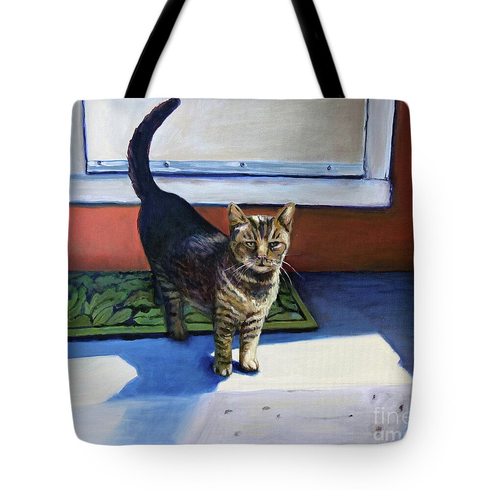 Cat Tote Bag featuring the painting Where's Breakfast? by Barbara Oertli