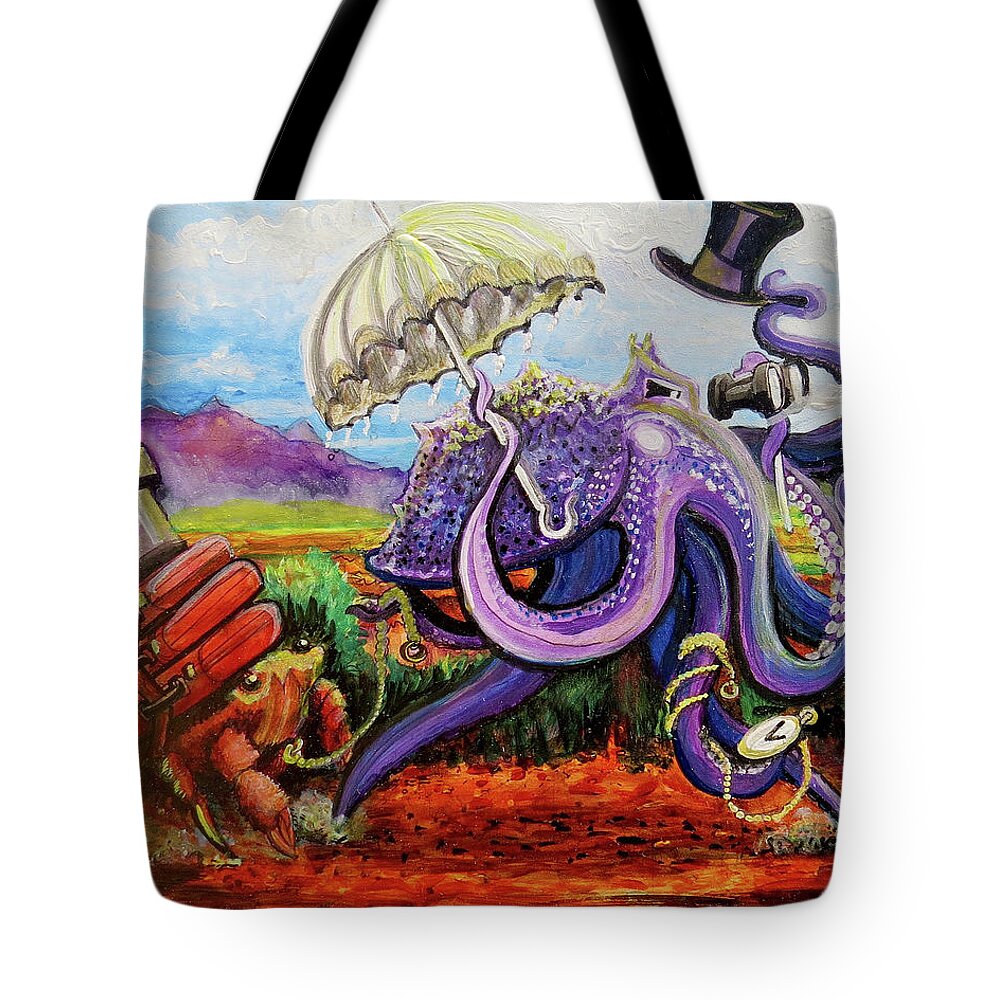 Octopus Tote Bag featuring the painting Where's Taos by David Sockrider