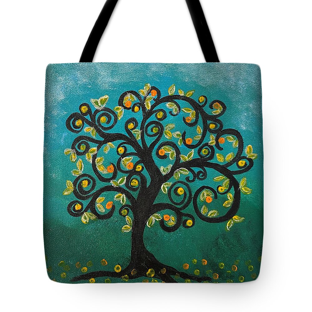 Tree Tote Bag featuring the painting Whimsical Tree by Nancy Sisco