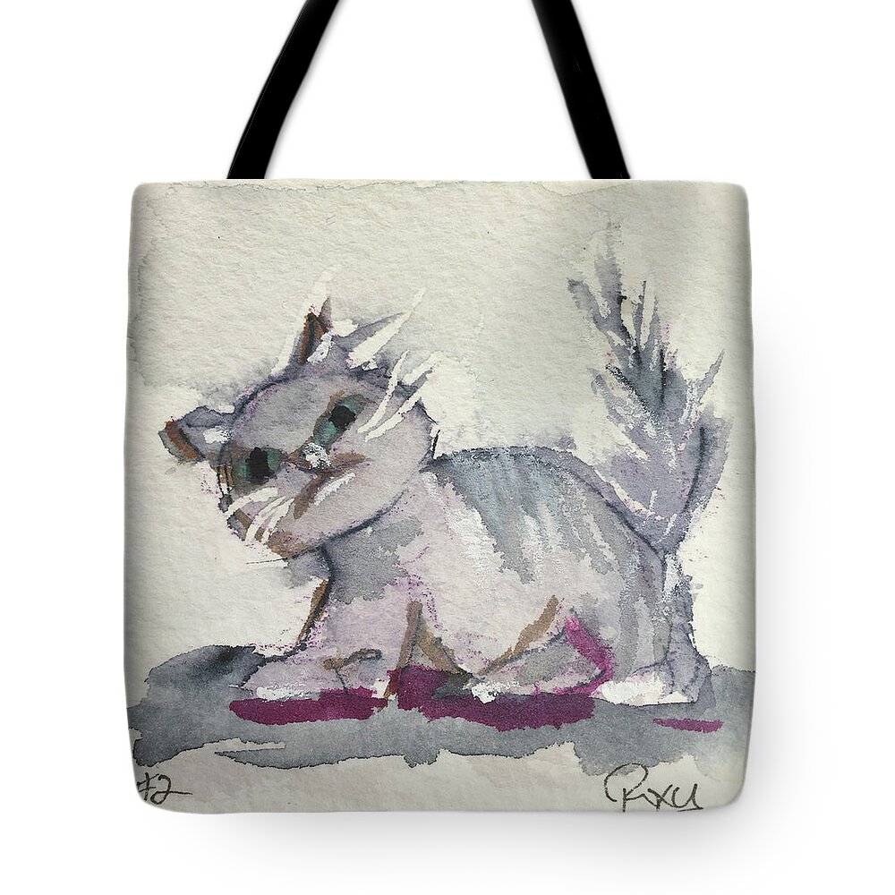 Whimsy Tote Bag featuring the painting Whimsy Kitty 2 by Roxy Rich