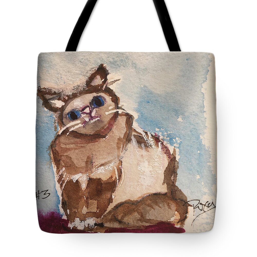 Whimsy Tote Bag featuring the painting Whimsy Kitty 3 by Roxy Rich