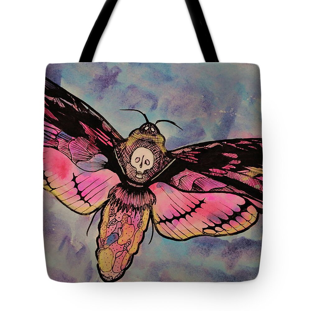 Death Moth Tote Bag featuring the painting Whispering Twilight Muted Death Moth by Kenneth Pope