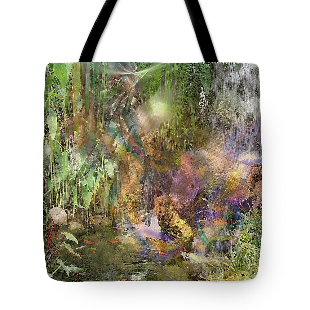 Floral Tote Bag featuring the digital art Whispering Waters - Square Version by Studio B Prints
