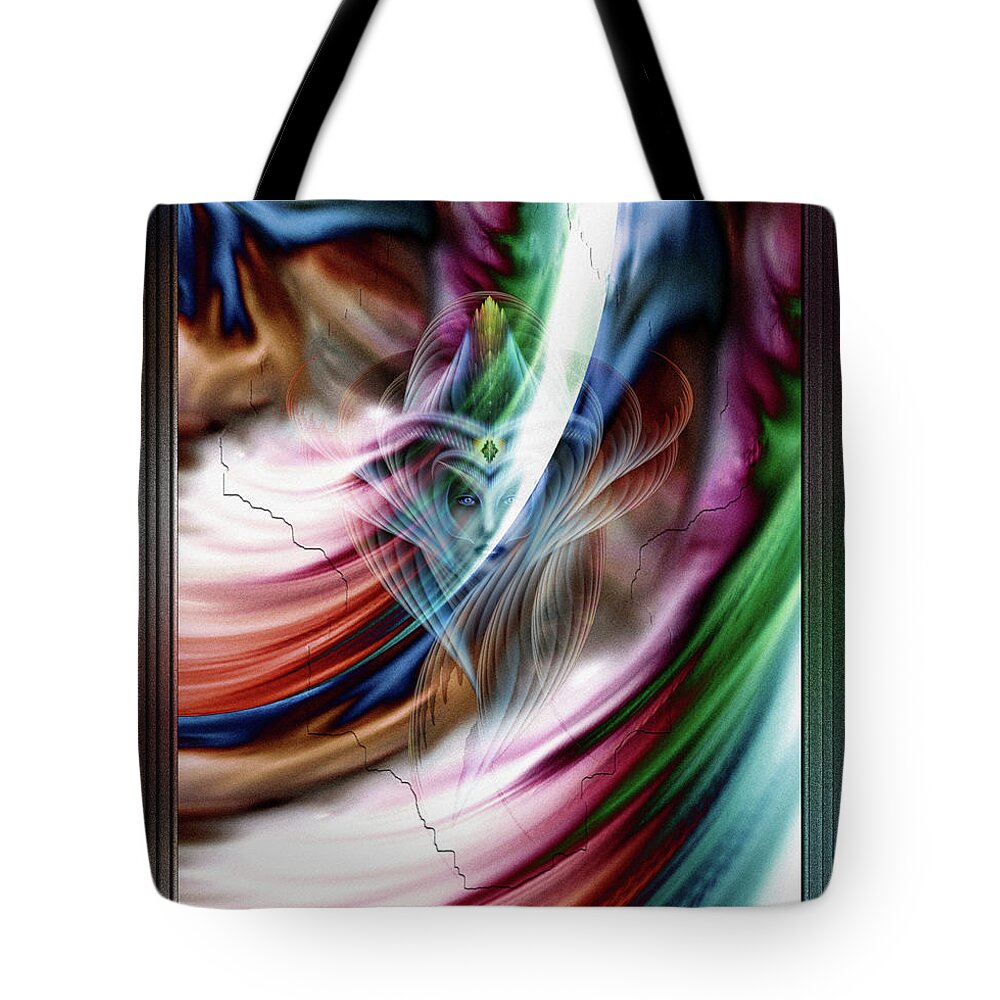 Dreams Tote Bag featuring the digital art Whispers In A Dreams Of Beauty Abstract Portrait Art by Rolando Burbon