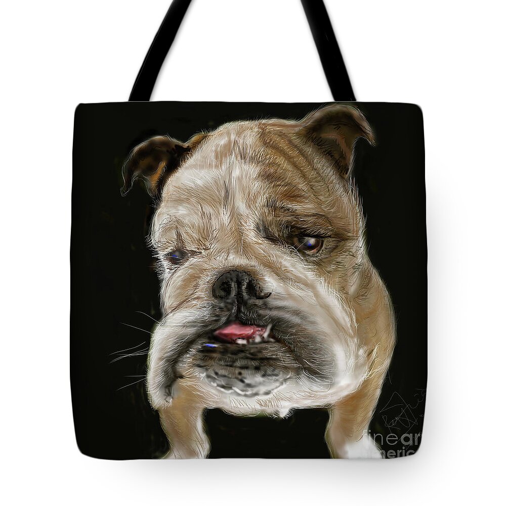 Whitman Bransford Tote Bag featuring the painting Dog Portrait - Farley the French Bulldog from Little Rock by Remy Francis