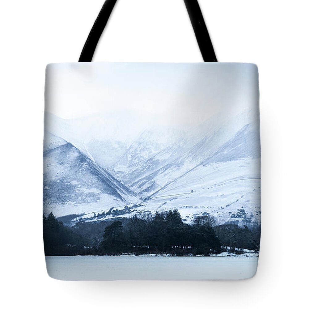 Lake District Tote Bag featuring the photograph White Cold Mountains by Perry Rodriguez
