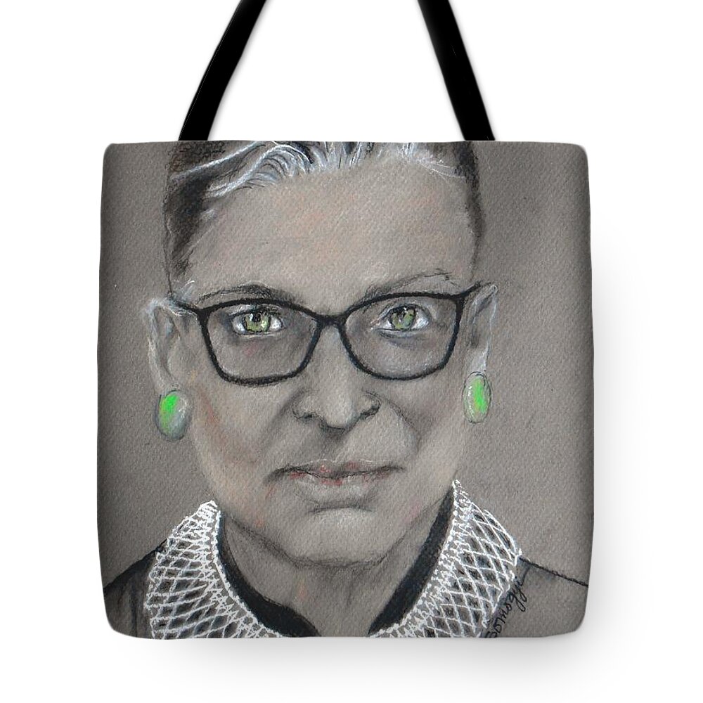 Ruth Bader Ginsburg Tote Bag featuring the drawing White-Collar Justice by Jayne Somogy