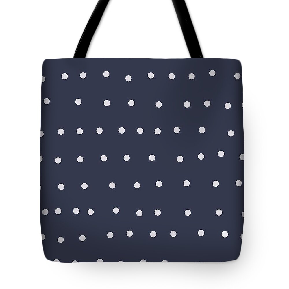 Dots Tote Bag featuring the digital art White Dots On Navy Blue by Ashley Rice