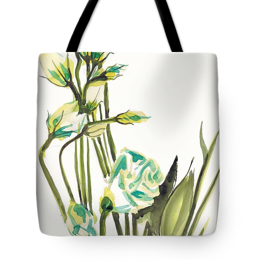 Flower Tote Bag featuring the painting White Flowers by George Cret