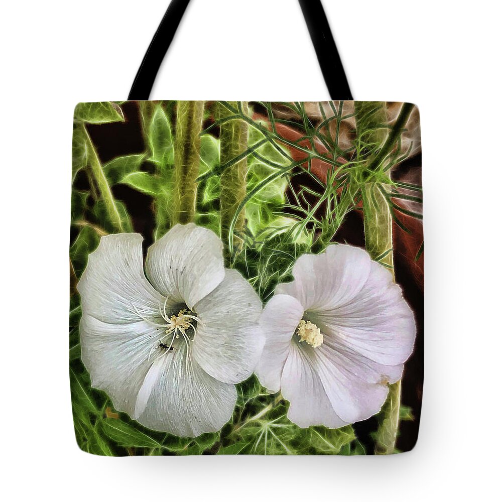 White Flower Tote Bag featuring the photograph White Flowers In A Garden by Cordia Murphy