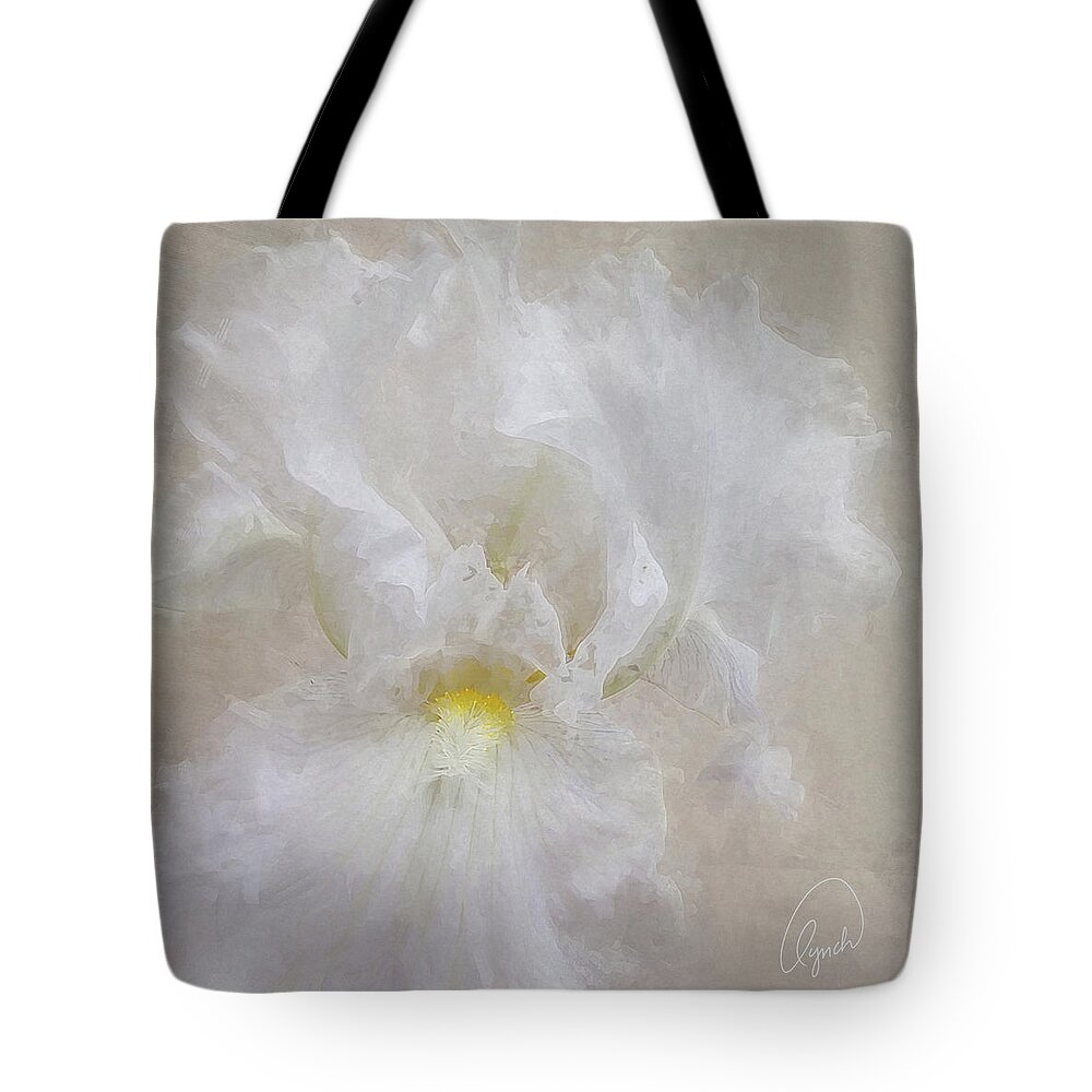 White Tote Bag featuring the photograph White Iris IV by Karen Lynch