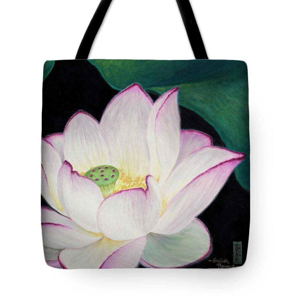White Lotus Tote Bag featuring the painting White Lotus by Sheilah Renaud