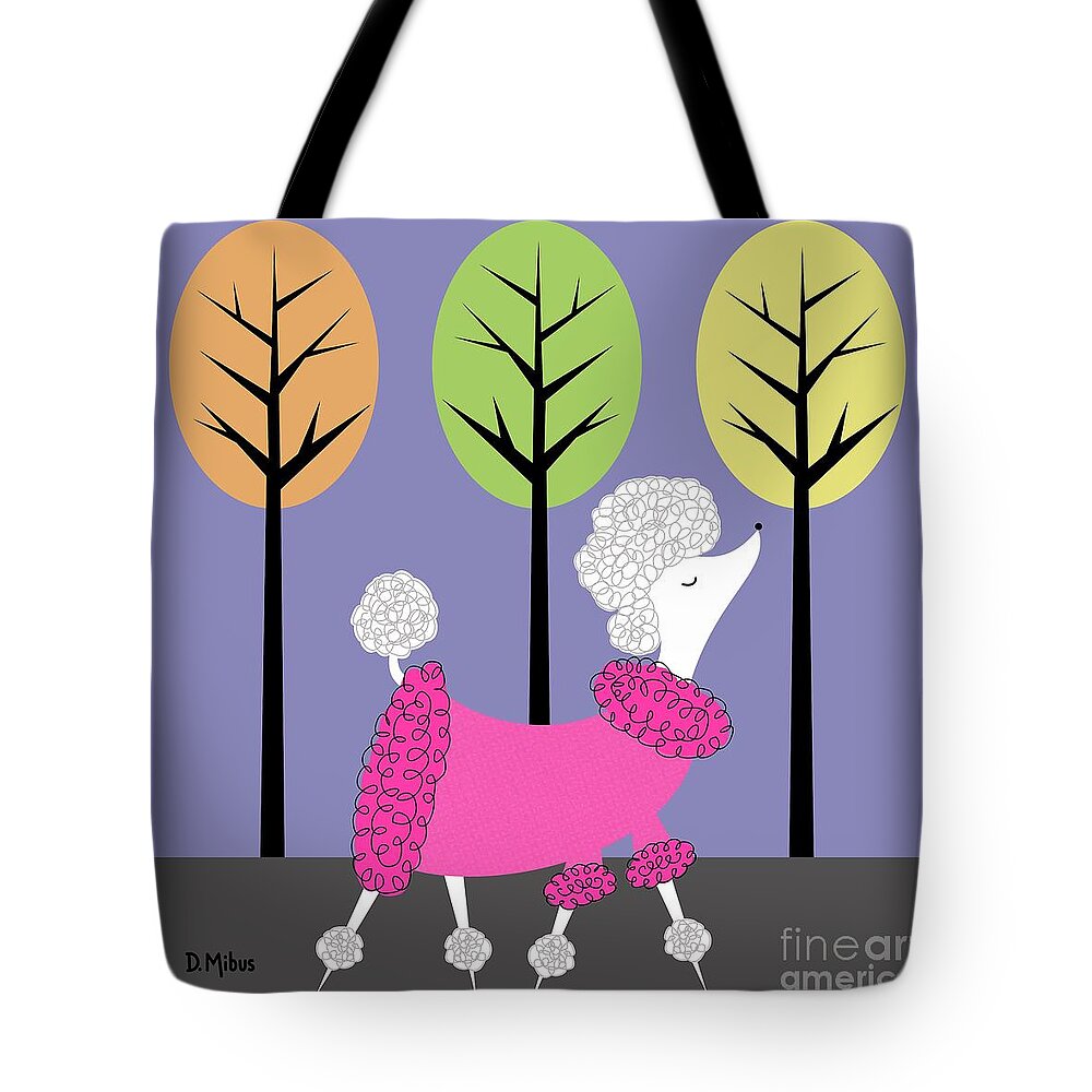 Poodle Tote Bag featuring the digital art White Poodle in Pink Coat by Donna Mibus