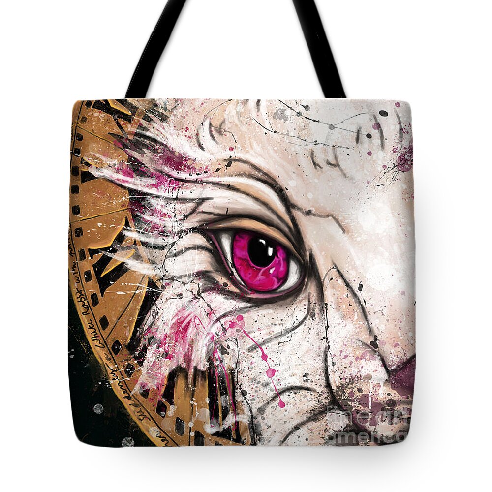 Alice In Wonderland Tote Bag featuring the painting White Rabbit art, Alice in Wonderland by Nadia CHEVREL