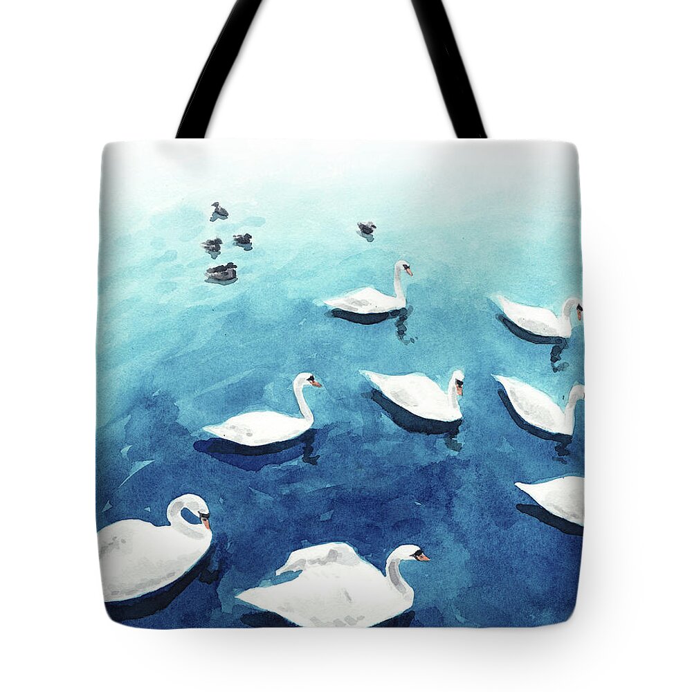 Swan on Blue Lake Tote Shopping Bag For Life 
