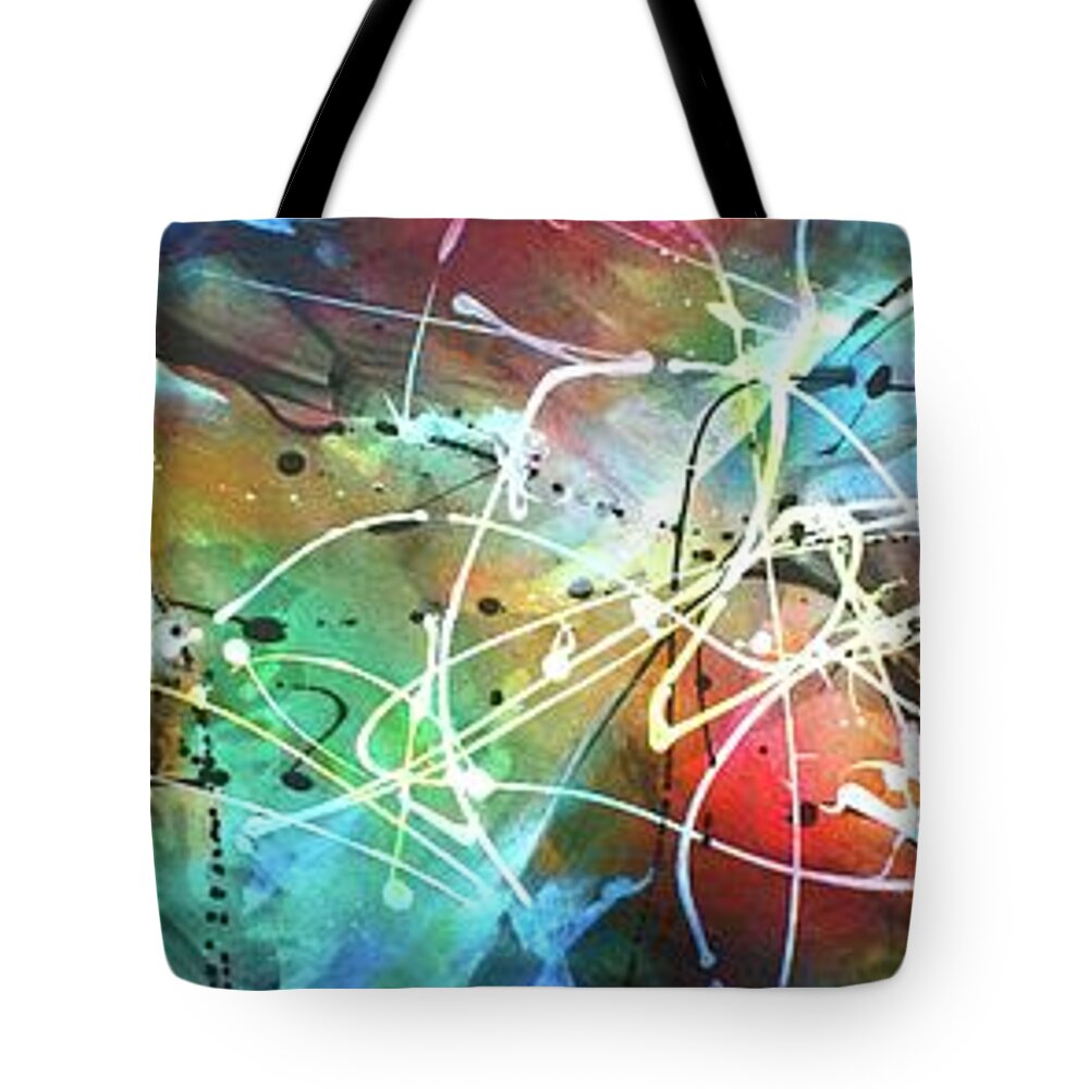 Abstract Tote Bag featuring the painting White Treasure by Michael Lang