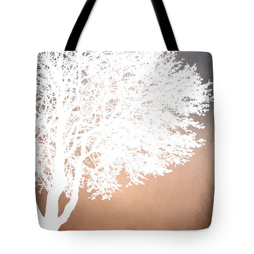 Tree Tote Bag featuring the digital art White Tree Design 201 by Lucie Dumas