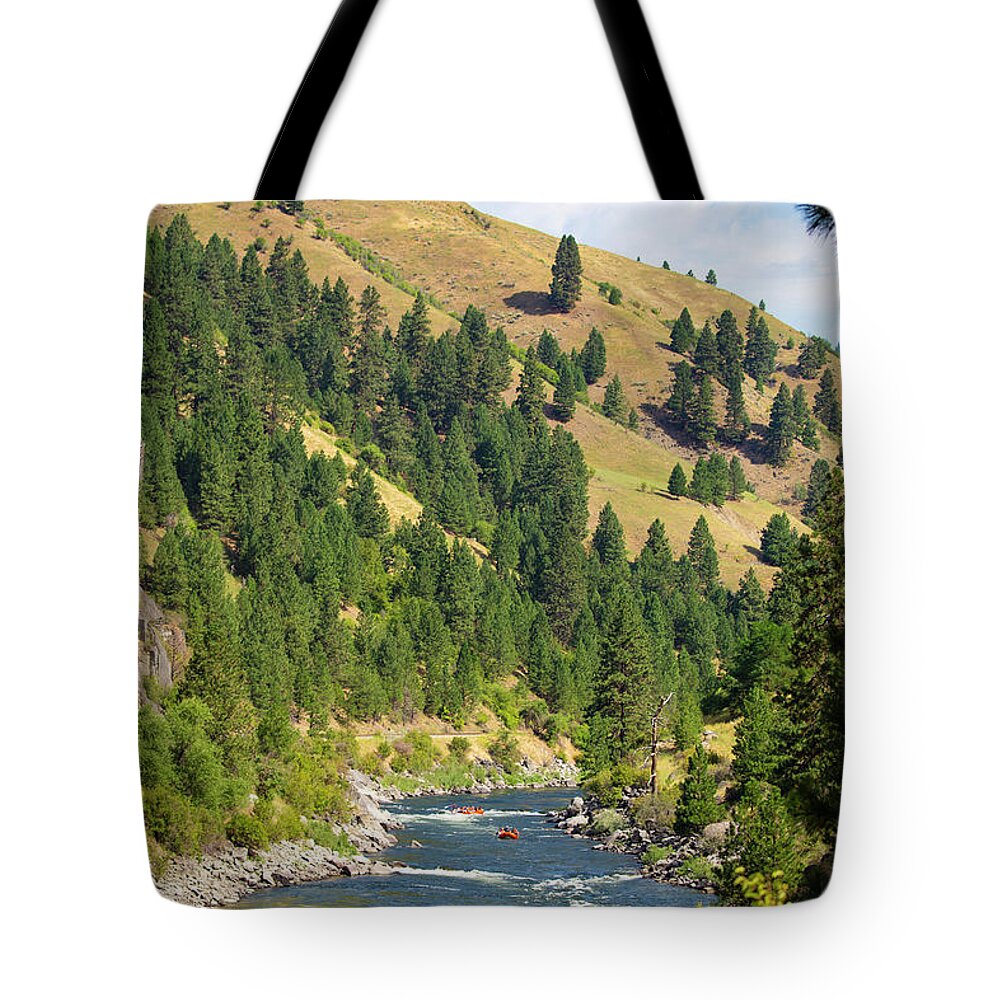 River Tote Bag featuring the photograph White Water Rafting by Dart Humeston