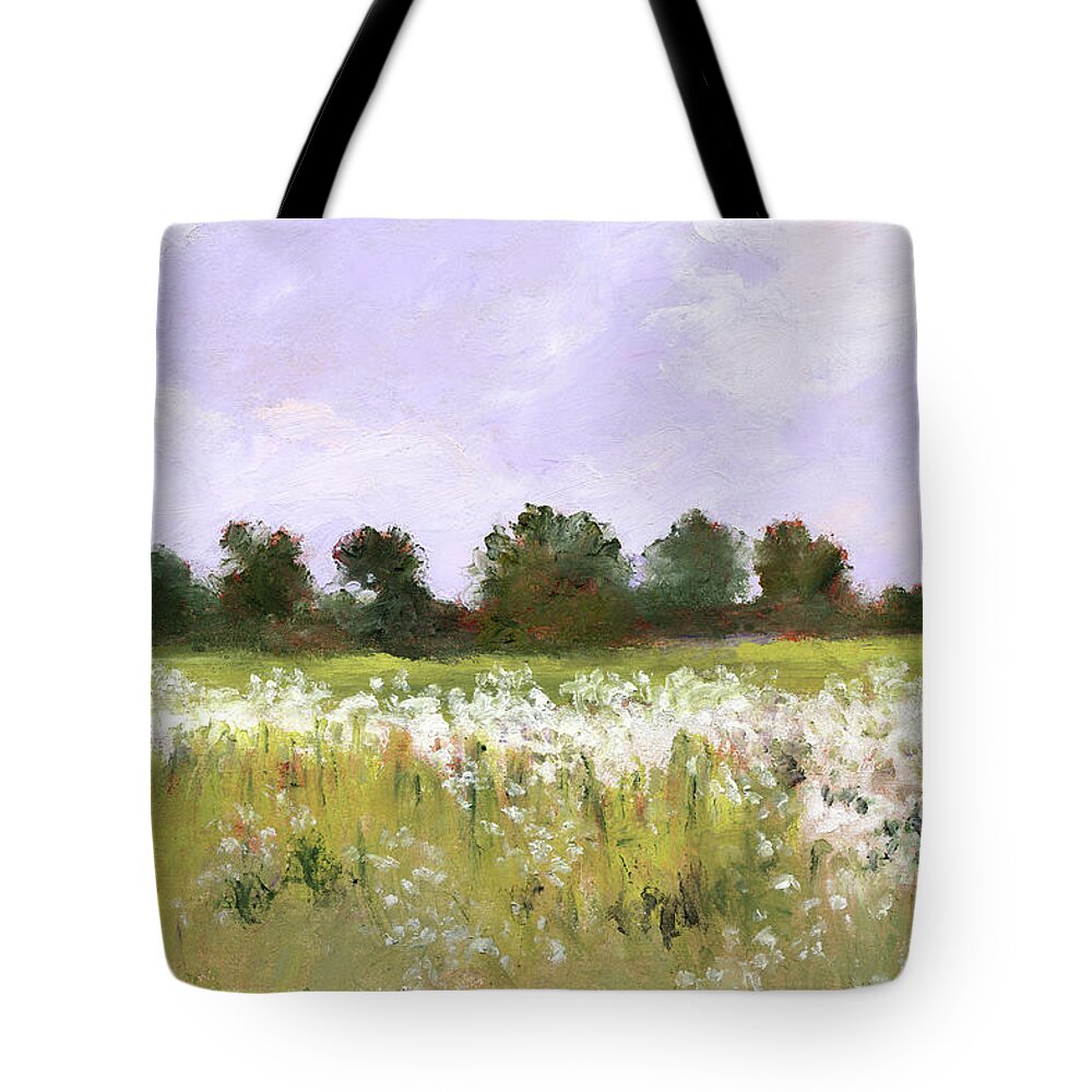 Fields Tote Bag featuring the painting White Wildflowers by J Reifsnyder