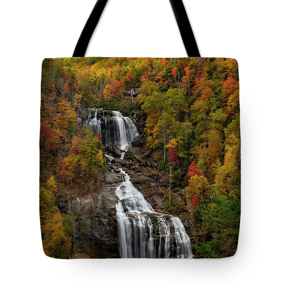 Whitewater Falls In Autumn Tote Bag featuring the photograph Whitewater Falls In Autumn by Dan Sproul