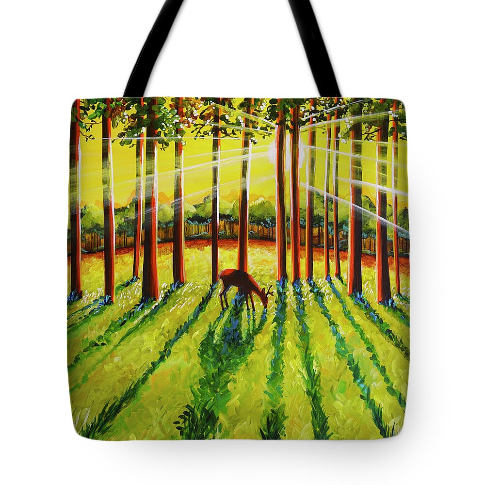 Deer Tote Bag featuring the painting Who Could That Be by Cindy Thornton