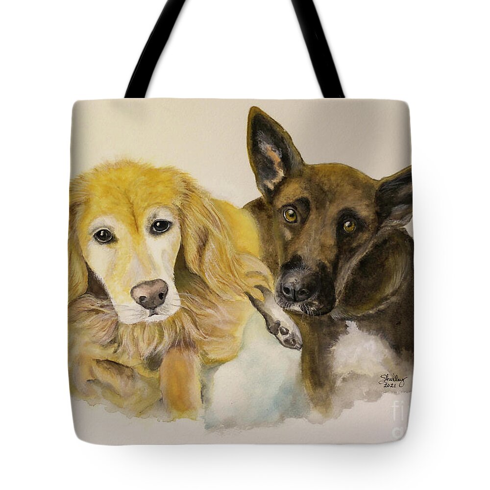 Dog Tote Bag featuring the painting Who Rescued Who? by Shirley Dutchkowski
