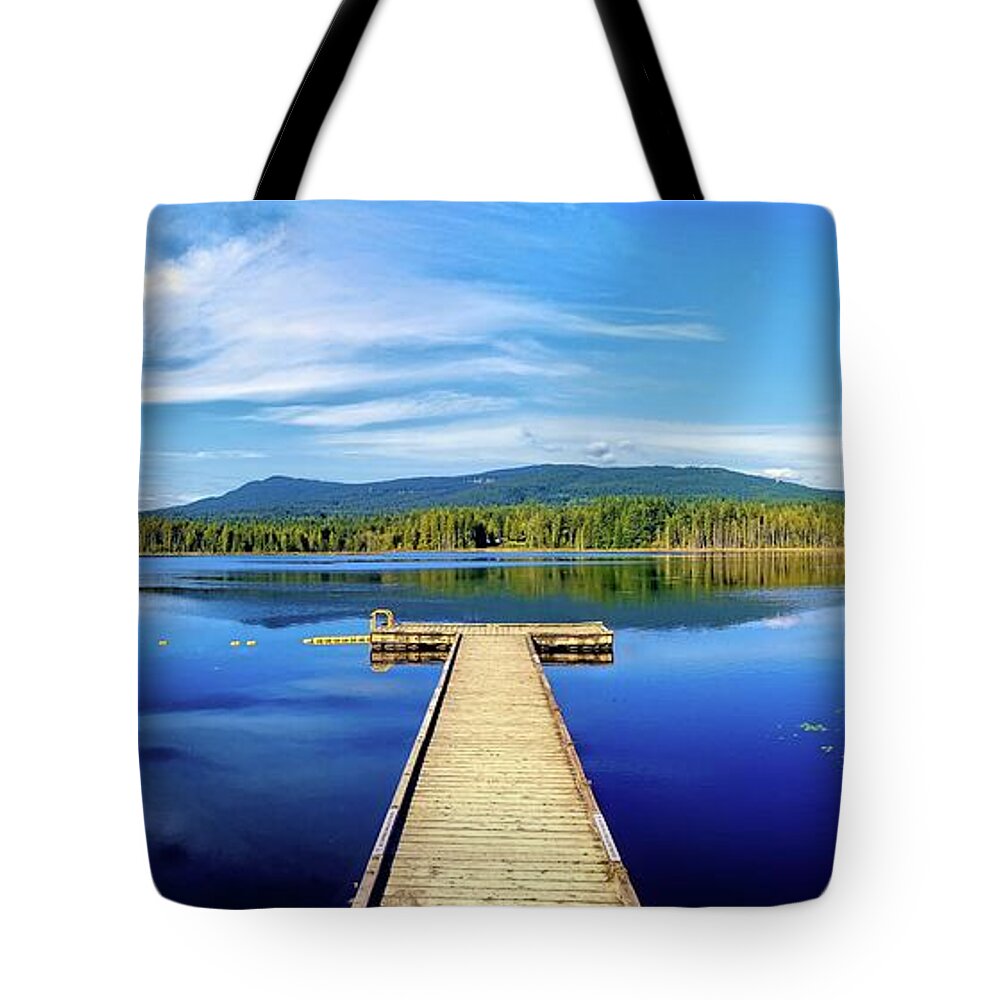Tranquil Scene Tote Bag featuring the photograph Whonnock Lake Pier, British Columbia, Canada by Ian McAdie