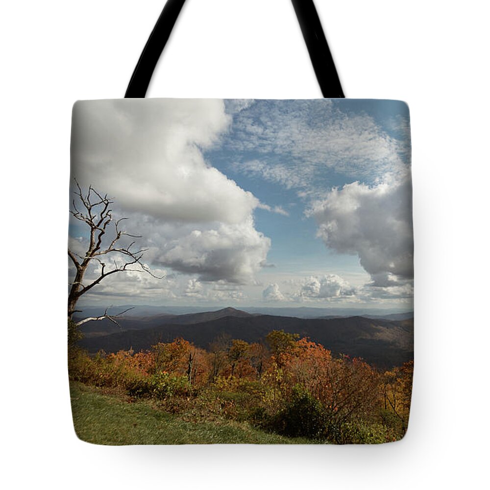 Blue Ridge Parkway Tote Bag featuring the photograph Wide View of the Blue Ridge Mountains by Joni Eskridge