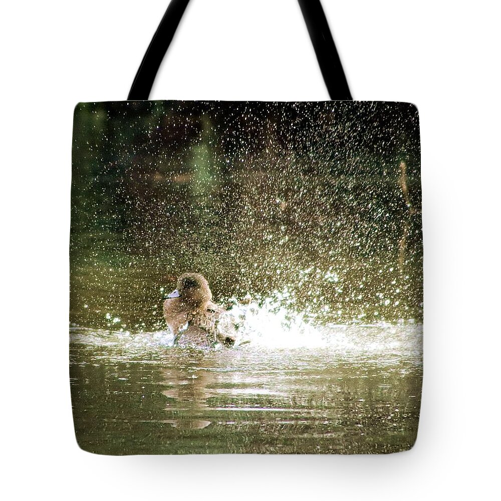 Widgeon Tote Bag featuring the photograph Widgeon Washup by Kimberly Furey