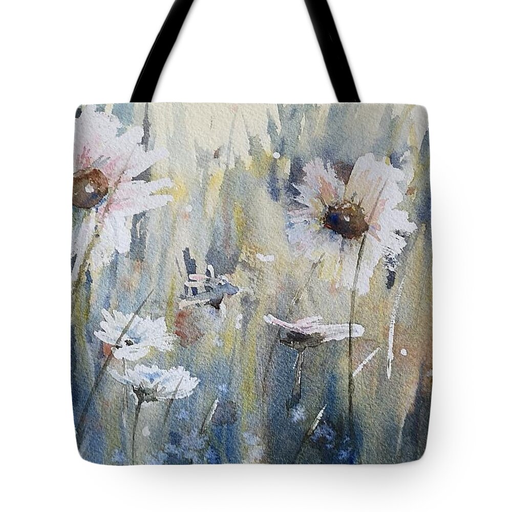 Watercolour Art Tote Bag featuring the painting Wild Daisies by Sheila Romard