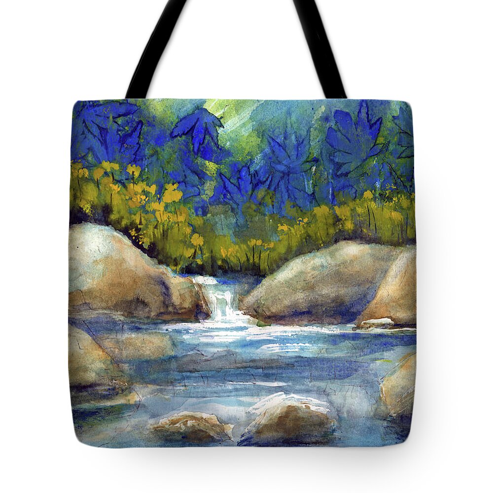 Creek Tote Bag featuring the painting Wild Flowers Ferndale Creek by Randy Sprout