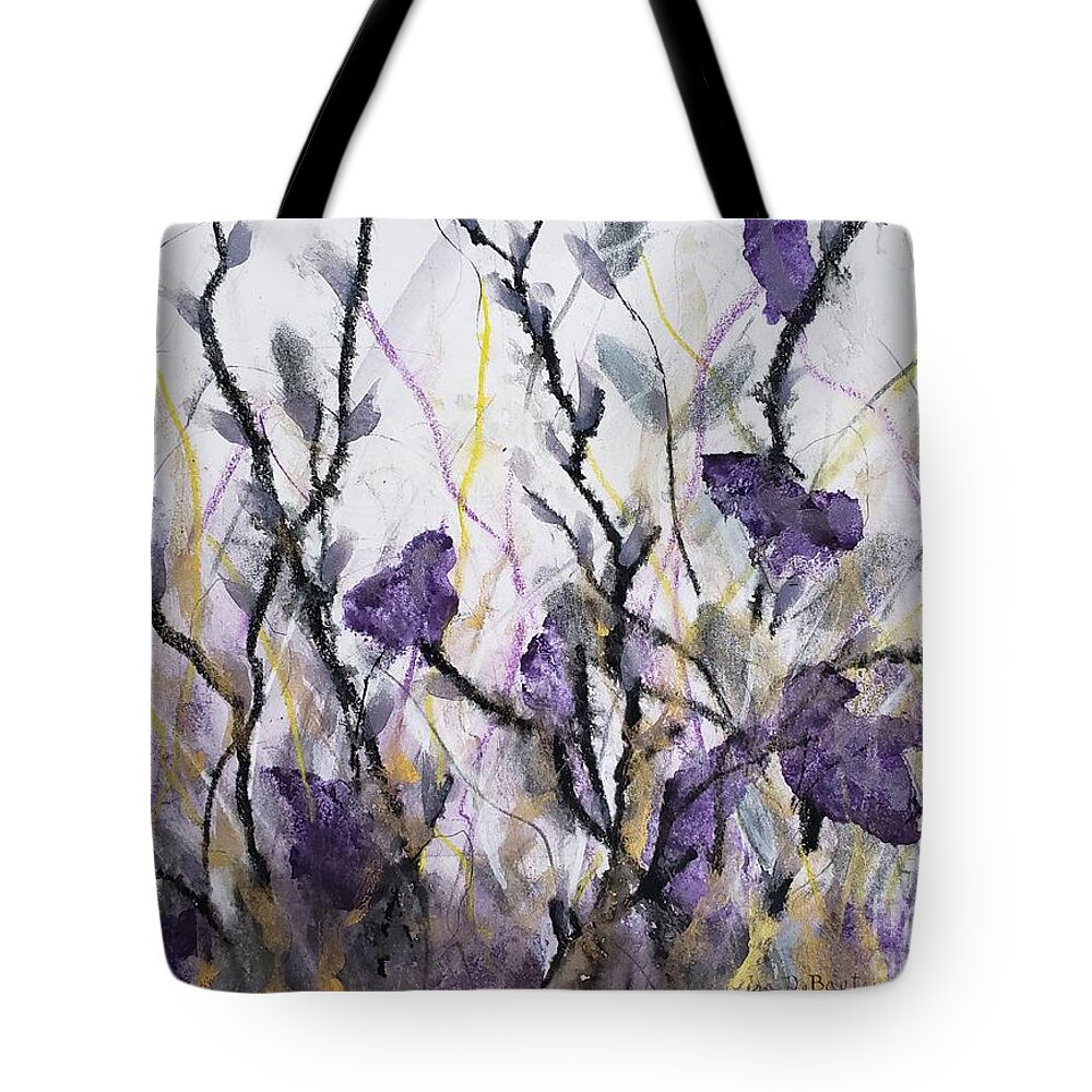 Mixed Media Garden Tote Bag featuring the painting Wild Garden by Lisa Debaets