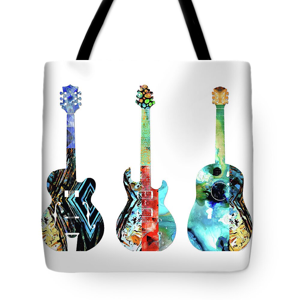 Guitar Tote Bag featuring the painting Wild Guitars by Sharon Cummings by Sharon Cummings