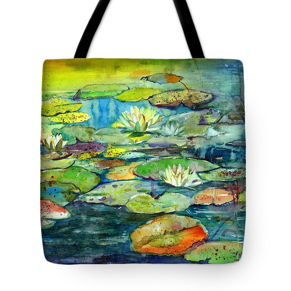 Wild Tote Bag featuring the painting Wild Pond by Suzann Sines