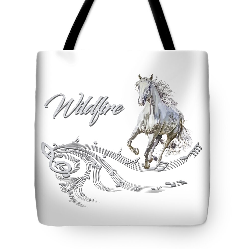 Horse Tote Bag featuring the mixed media Wildfire Dream Horse Art 1 by Walter Herrit